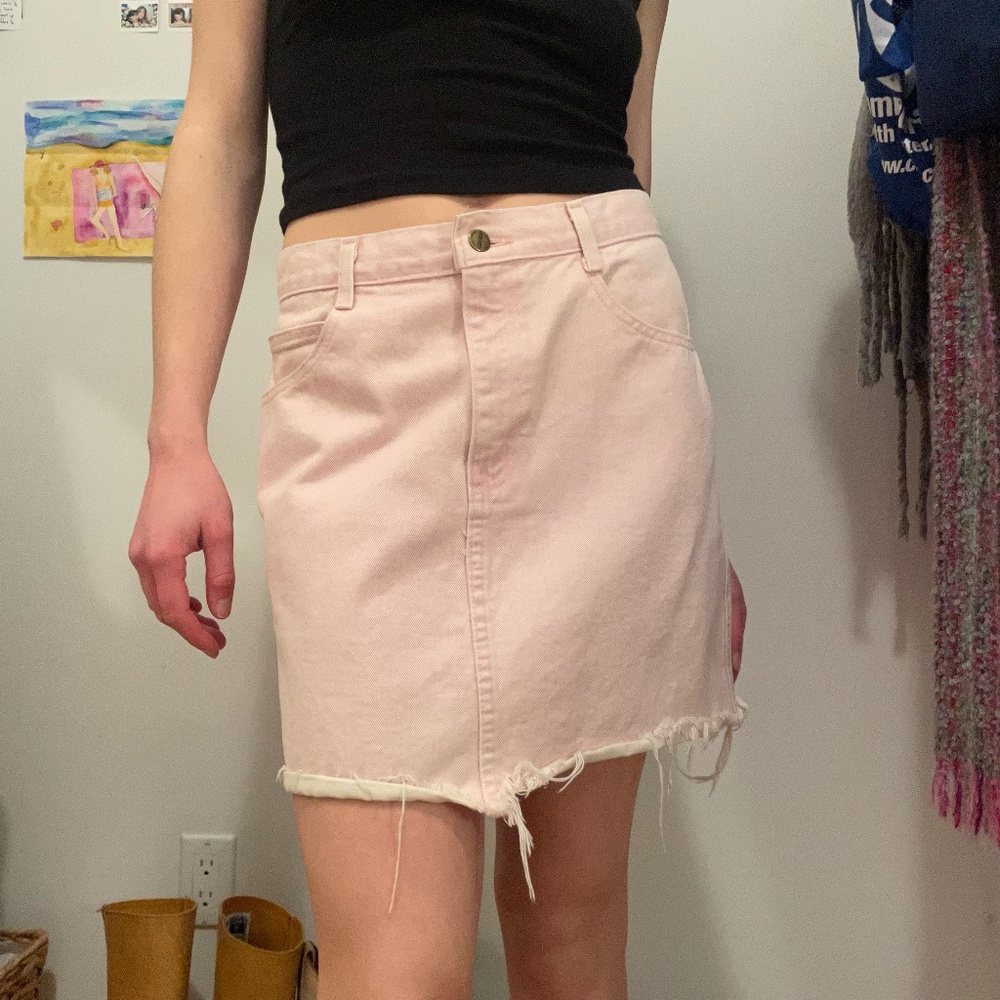 Pink Denim Skirt